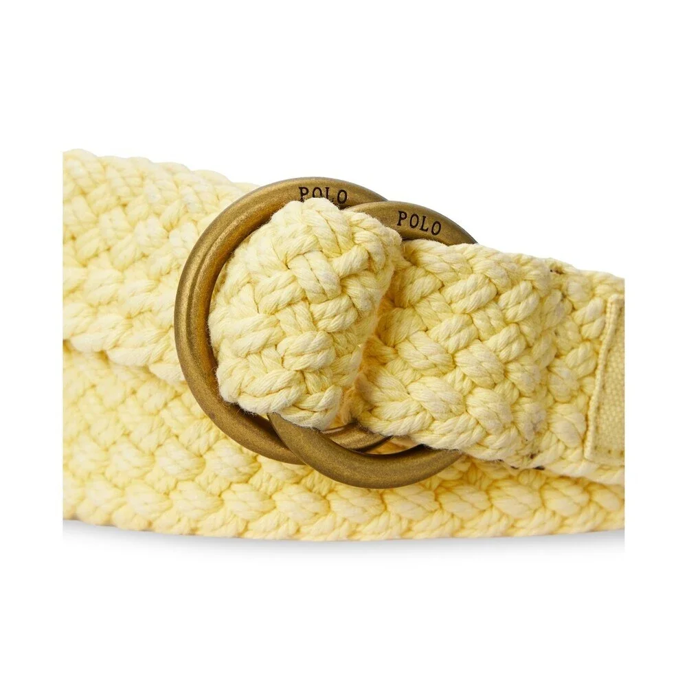 Polo Ralph Lauren Belt Men's Small Yello Cotton Braided Adjustable Buckle FTS12